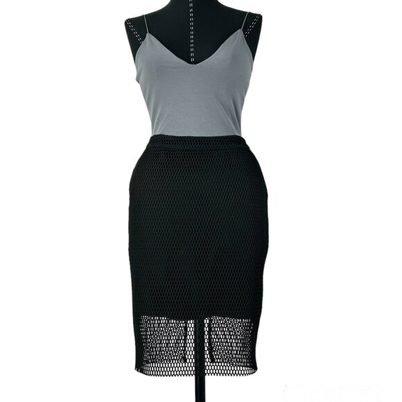 Black Mesh Pencil Skirt, Size 4 - Picture 1 of 8